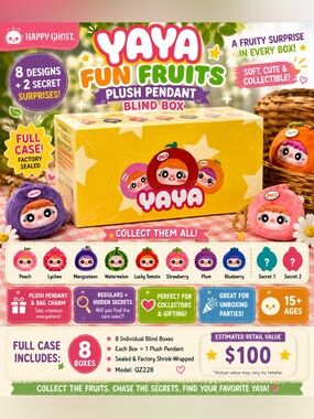 🍓 YAYA Fun Fruits Plush Pendant Blind Box FULL CASE 🍉✨ Sealed!